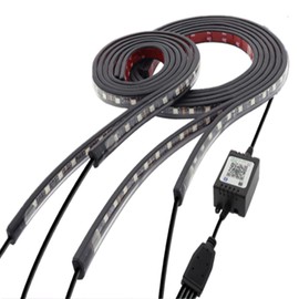 4pcs LED Strip Light Kits Automobile Chassis Lamp with APP Control RGB Multi-Color Atmosphere Underglow Lights, 12V Waterproof LED Chassis Atmosphere Lamp for All Cars.(4 Light Bars)