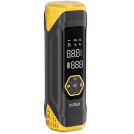 Olgeo Tire Inflator Portable Air Compressor, 180PSI Cordless 6X Faster Air Pump, Air Compressor with Pressure Gauge, One Click Smart Tire Pump for Car, Motorcycle, Bicycle and Ball(Gray)