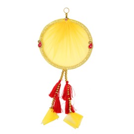 Aditri Creation Designer Handcrafted Red Netted Round Fabric Door Wall Hanging for Decoration for Home Wall Temple Bedroom Kids Room Home Decor Gift (Size :- 8 Inches Approx)