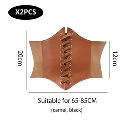 2 Pieces Skinny Corset Belt, Stretchy Wide Belt, Vintage Tie Belt, Adjustable Elasticity, Wide Leather Belt, Women's Detachable Belt, Fits Shirt, Jacket