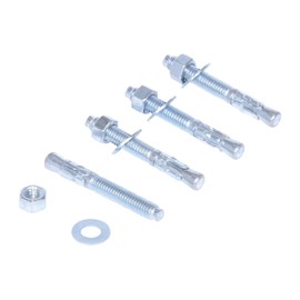 Vestil AS-383-4PK Steel Concrete Sleeve Anchor Bolts 4 Pack 3/8 In. x 3 In. Silver