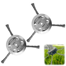 2PCS Steel Wire Grass Trimmer Head, 2025 New String Trimmer Replacement Head, Universal Brush Cutter Steel Head for Lawn Mower Edging, 6 Inch Steel Wire Weed Brush Cutter Trimmer Head (3 Blades)