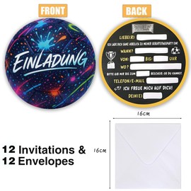 ZELAITE 12 x Football Invitation Cards for Children's Birthday, Cool Football Invitation for Children's Birthday for Boys and Girls, Funny Invitation Card for Birthday Party (B)