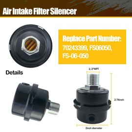 70243399 Air Intake Filter Silencer 1/2inch MPT Fit for Ingersoll Rand SS3 Air Compressor Replace FS06050 FS-06-050 2Pcs