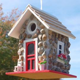 Home Bazaar- Hand-made Fieldstone Guest Cottage Birdhouse - Eco Tough Bird House