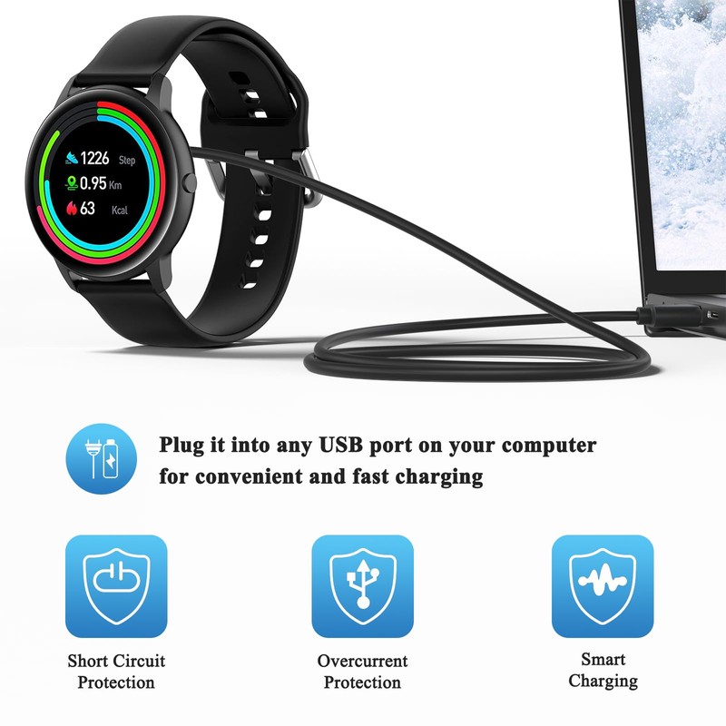 Mugust Gloryfit Smart Watch Charger, 4mm Magnetic USB Charging Cable