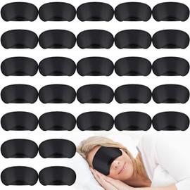 Jeffbaubl Schlafmaske, 30 Stück Augenmaske Schlaf, Augenbinde Augenabdeckung, Schlafmasken mit Nasenpolster Gummibänder, Tragbare Schlafbrille für Herren Frauen Schlaf Spiel Reisen(Schwarz)