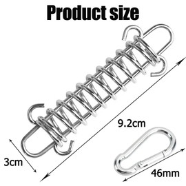 Stainless Steel Tension Springs, Tension Spring Tension Springs, Awning Tension Spring, Awning Mounting Steel Spring, Camping Accessories, with 4 Carabiners, for Camping Tent, Awning