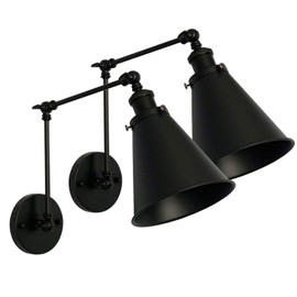 DZSUMY Industrial Black Wall Sconce Angle Adjustable Decorative Modern Farmhouse Wall Mount Light Sconces Wall Lamp Set of 2