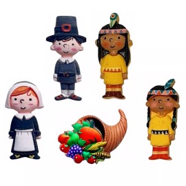 Shelly's Buttons and More Thanksgiving Embellishment Set - Pilgrim Indian Cornucopia  - Craft Scrap Sew