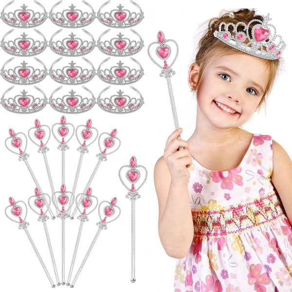 Lenwen 24 Pcs Princess Dress up Accessories Crown Tiara and