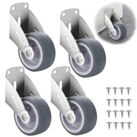 Pack of 4 Gate Rollers, Gate Wheel, Sliding Door Roller, Anti-Sag Jockey Wheel, Side Mounted Castors with 16 Screws, for Doors, Cupboards, Fences, Garden Gate - Grey