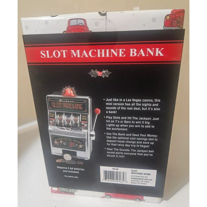Holiday Time Mini Slot Machine & Bank Lights Sounds NEW