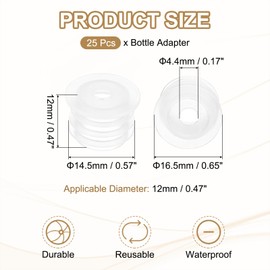 PATIKIL Bottle Adapter 0.51"/13mm, 25 Pcs Press in Bottle Adapter Plugs for Oral Dispensers Liquid Oil Plastic Glass Bottles Stopper, Clear