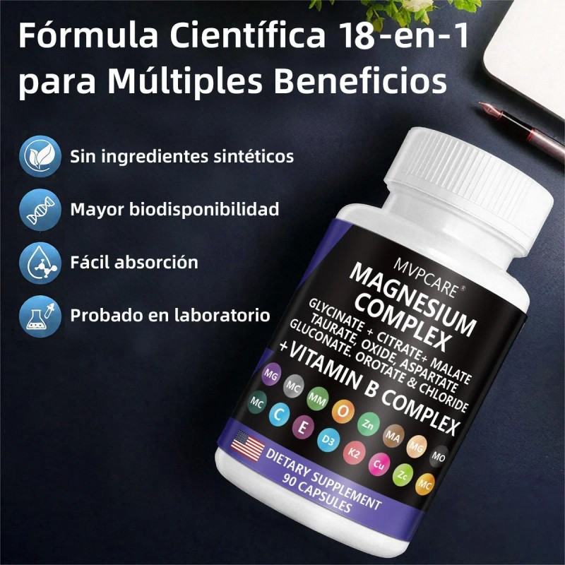 9 In 1 Magnesio Complex 90 Cps Glicinato De Magnesio