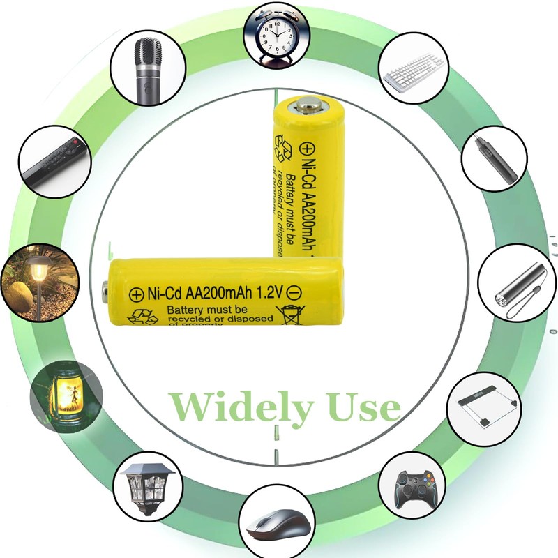 Yibatopow 16 Packs AA 200mAh Ni-CD 1.2V Rechargeable Batteries, Pre