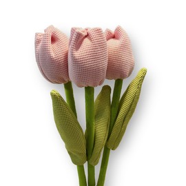 Fabric Tulip Flowers, 3-Pack, Handcrafted Home Decor,Photo Props（Pink）