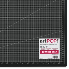 artPOP! Self Healing Cutting Mat, 12 x 18 inches, Grey and Black, Double-Sided with Grid, Non-Slip Surface for Fabric, Crafting, Scrapbooking, Sewing, Journals