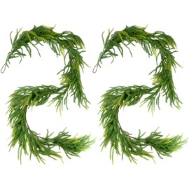 YUNAI 2PCS Norfolk Pine Garland, 6FT Artificial Cedar Christmas Garland for Mantle Fireplace Table Home Indoor, Dense Real Touch Greenery Green Garland for Christmas Decorations