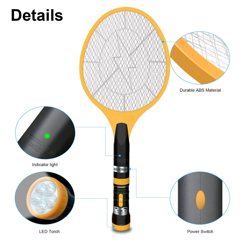 Beastron Bug Zapper Electric Fly Swatter 3000V USB Rechargeable, Mosquito