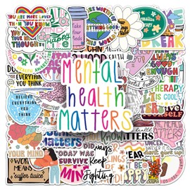 100PCS Mental Health Stickers for Teens, Boys and Girls - Vinyl Pack for Skateboard, Guitar, Door, Laptop, Luggage, Car, Bike, Water Bottle - Birthday Party Supplies