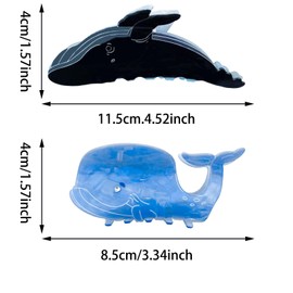 2PCS Whale Shark Hair Claw Clips, Cute Animal Acetate Claw Clips Non-Slip Hair Grip Clamps Strong Hold hair Accessories for Women Girls