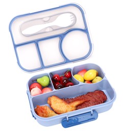 DOINEUFL Children's Lunch Box with Compartments, 1100 ml Bento Box, Leak-proof Lunch Box Children with Cutlery, BPA-Free, Lunch Box with Compartments for School and On the Go