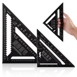 JMIATRY Carpenter Square 12 Inch & 7inch Rafter Square Black Aluminum Alloy Speed Square Triangle Framing Square for Woodworking and Carpentry（Metric and Imperial）