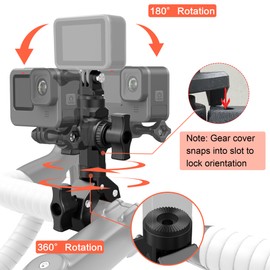 Bike Motorcycle Handlebar Camera Clamp Mount for Gopro Insta360 AKASO Mevo Start DJI Action Cameras, Super Clamp Bracket with 1/4" Thread Interface Magic Arm for Monitor/DSLR/LED Lights/Pole/Tube
