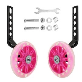 GEZHANGQUAN Bicycle Training Wheels, Universal, Pink, 4.3 Inch, Metal/Rubber, Adjustable, Flash Mute Wheel, 12-20 Inch Bikes