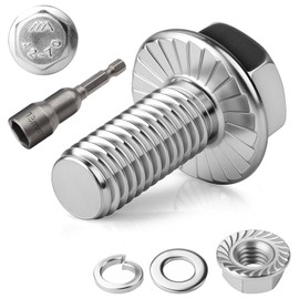 TXXATX M8 Hexagon Bolts M8 Screws Set Stainless Steel A2 70 Full Thread Male Hex Flange Nuts Spring Washers Magnets Hex Socket for Construction Machines Pack of 12