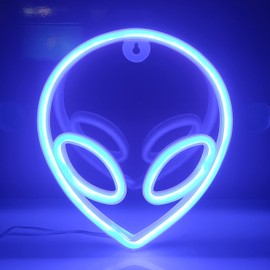 JYWJ Alien Neon Light,USB or 3-AA Battery Powered Neon Signs,LED Desktop Wall Decoration,Various Parties,Decoration Of Business Premises(Green+Pink)