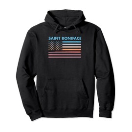 Vintage Sunset American Flag Saint Boniface, Pennsylvania Pullover Hoodie