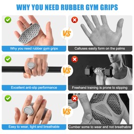 Anti-Slip Workout Grips Strengthener - 2pcs Ergonomic Rubber Hand Protector Gloves for Pull-Ups,Weight Lifting,Gym Training and Exercise for Men and Wome