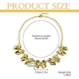 TTPSRY Necklace Women's Gold Chain Adjustable Bow Tie Necklace Girls Cute Bow Pendant Rose Gold Bow Chain Jewellery Golden Chain Bows Jewellery Gift for Women, Zinc, No Gemstone