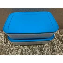 New UNIQUE Tupperware Set of 2 Freezer Medium Size Modular Mates 1L Aqua Color