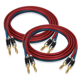 LCYOUTH Speaker Cable with Banana Plug, Finished Product, High Purity OFC, Oxygen-free Pure Copper, HIFI, 24k Gold Plating, Pure Copper Plug, 800 Core (3.0 MX 2 Pieces)