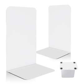 VONDERSO Heavy Duty White Decorative Metal Bookends, VONDERSO Metal Book Ends Support for Shelves Divider Stopper Holder with Non-Slip Rubber Pad for Decor, Home, Office, Library, School, Gift