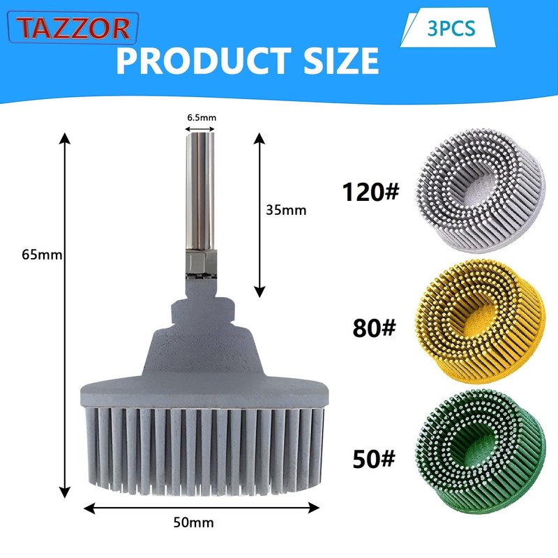 50 mm Coarse Bristle Disc with 1/4 Inch Shaft 50#/80#/120#