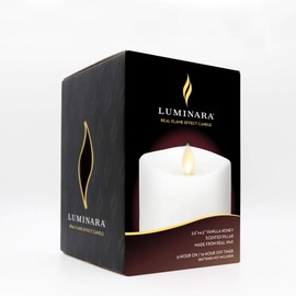 Luminara Flameless Pillar Candle, Small (4.5 inches, Unscented) Real-Flame Effect, Melted Edge, Real Wax, Smooth Finish, White, LED Battery-Powered Candle