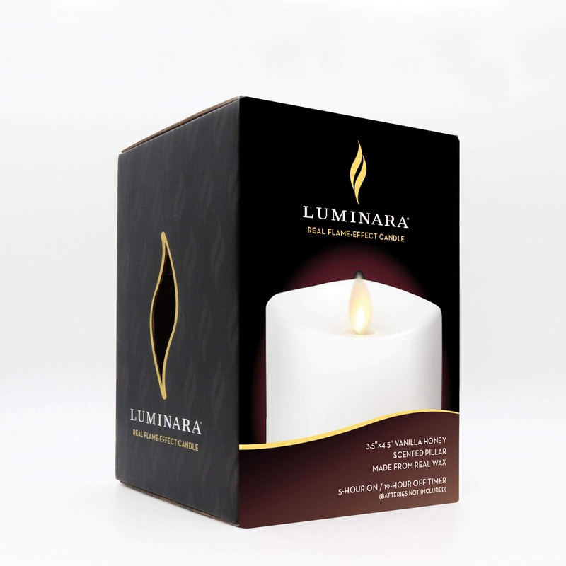 Luminara Flameless Pillar Candle, Small (4.5 inches, Unscented) Real-Flame Effect,