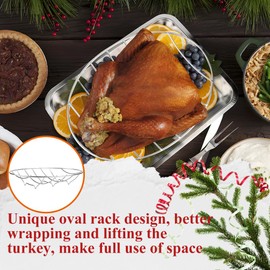 CLAVANY Turkey Roaster Stainless Steel Roasting Rack with Pan, Roasting Pan with Stainless Steel Cooling Rack and Turkey Rack for Smokers, Oven, Grill, Smoking and Grilling Accessories