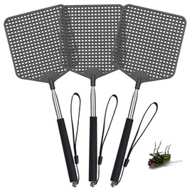 3 Stück Fliegenklatsche,Fliegenklatsche Ausziehbar Groß,Fliegenklatsche Ausziehbar,Stabil Manuelle Teleskop Fliegenklasche,Fly swatter für AFliegen, Mücken und Insekten,Schwarz.