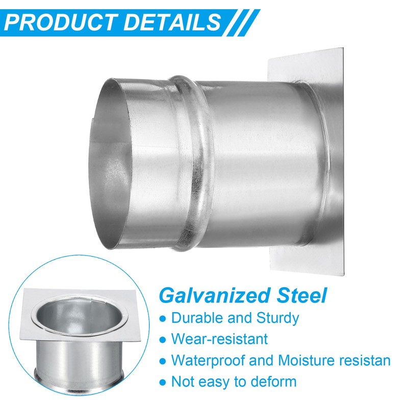 PATIKIL 3" Duct Connector Flange, Galvanized Air Ducting Mounting Plate