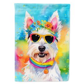 Caroline's Treasures DAC2570CHF Westie Hippie Dawg House Flag Large Porch Sleeve Pole Decorative Outside Yard Banner Artwork Wall Hanging, Polyester, House Size, Multicolor
