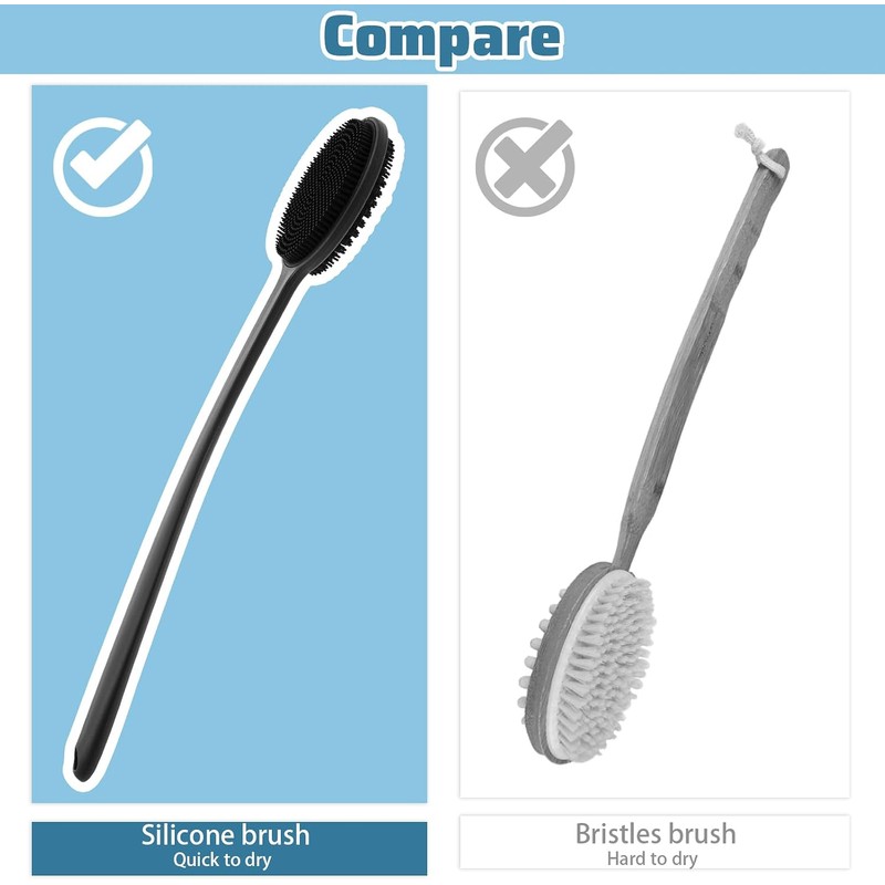 Cepillo corporal de silicona para ducha ElevateTech 5011BYHW4159 con mango
