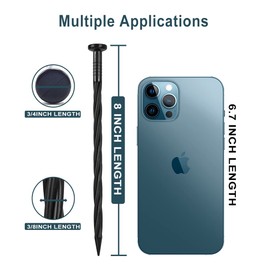 100pack 8-Inch Plastic Landscape Edging Spikes Landscape Anchoring Nail Spiral Landscape Stake for Weed Barrier, Paver Edging, Landscape Edging, Artificial Turf, Grass Pathway and More Black