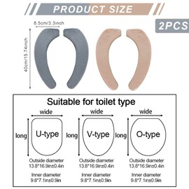 Gukasxi Toilet Seat Cover, 2 Pairs Toilet Seat Cover, Thicker and Warmer Toilet Seat Pad, Toilet Warmer Pad, Washable Toilet Cover Pad Toilet Seat Cushion