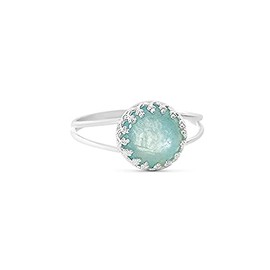 Custom Aquamarine Ring Dainty Natural Aquamarine 8mm Round Stone