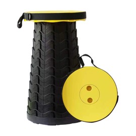 2021 Upgraded Retractable Folding Stool, Portable Telescopic Collapsible Stools Lightweight Simple Compact Seat for Adults Seniors Subway Fishing Garden Camping Travel Hiking Golf Outdoor(Yellow)